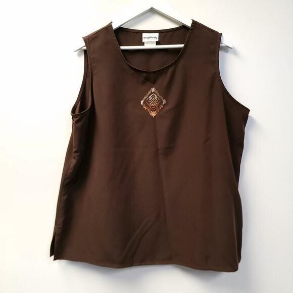 Bonworth Tank Top Shirt Size Large Womens Wide Strap Polyester Silky Used - Picture 1 of 8